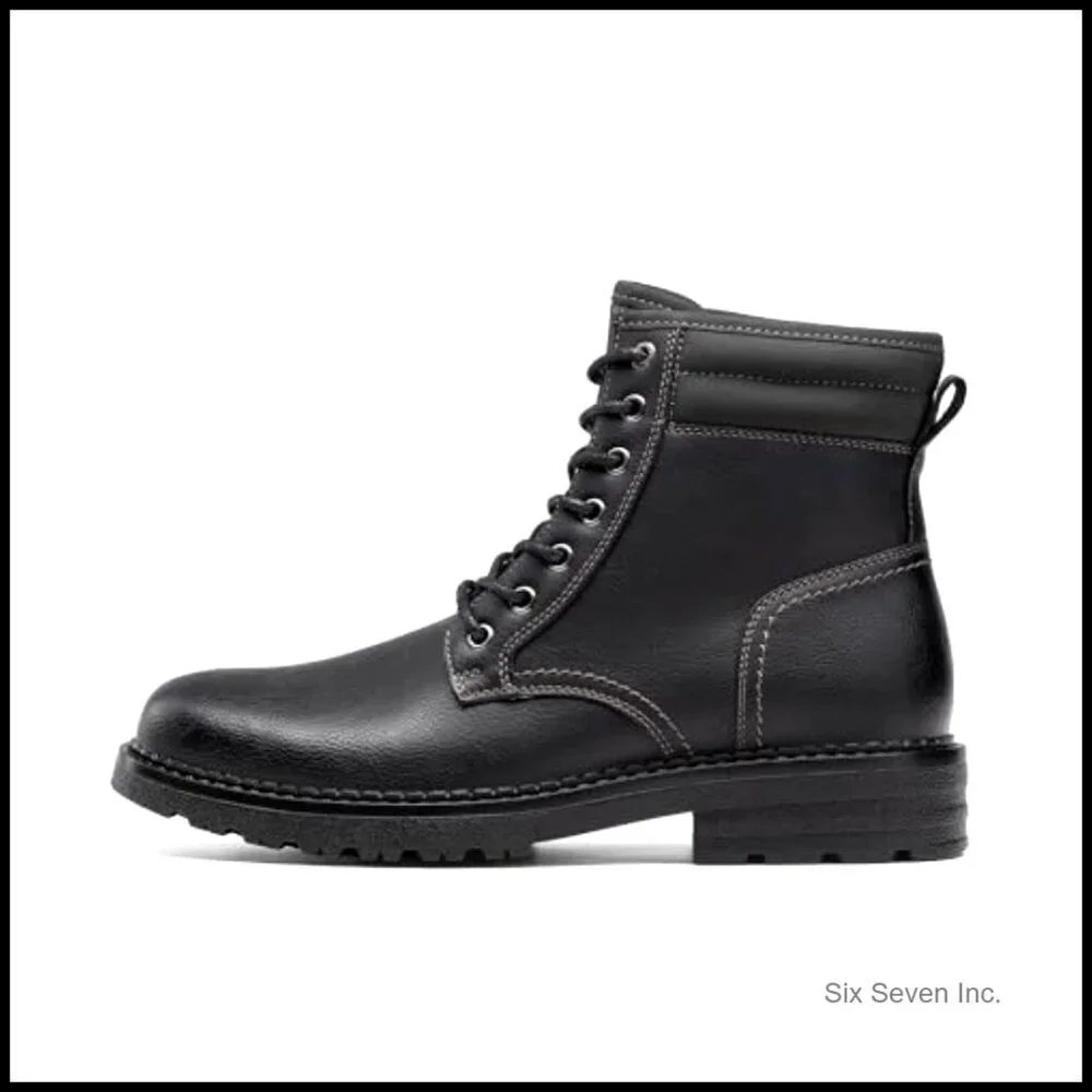 Men's Lace Up Oxford Boots Rugged Lug Sole Cushioned Comfort Casual Street Style